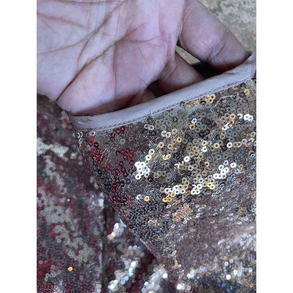 Lulus Sparkle Core Rose Gold Sequin Dazzle Maxi Skirt Formal Flare Lined Size S - Picture 11 of 14